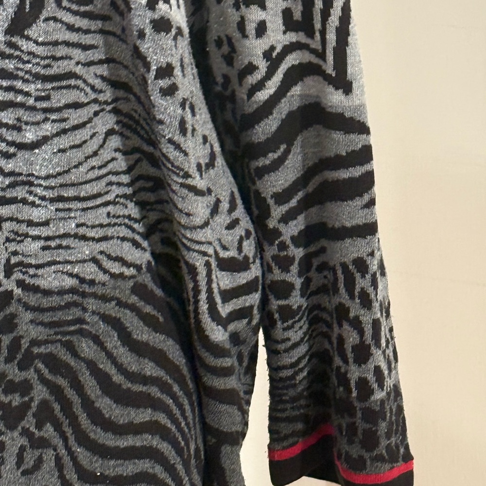 Alfred Dunner Animal Print Sweater with Red Trim - Picture 3 of 8